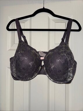 Victoria's Secret Embroidered Lace Full-Coverage Bra - Charcoal